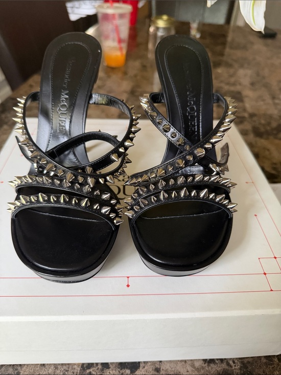 Alexander McQueen Shoes - Alexander McQueen Stud Leather Sandals with Signature Punk Spikes